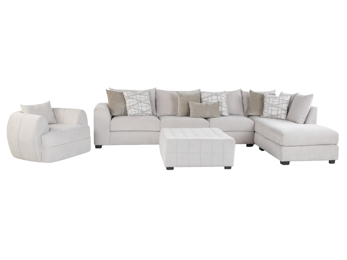 Solid Bone 3-Piece Sectional with Right Chaise