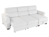 White Power Sleeper Sectional with Storage Chaise & USB Ports