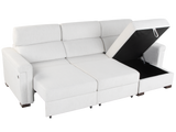 White Power Sleeper Sectional with Storage Chaise & USB Ports