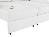 White Power Sleeper Sectional with Storage Chaise & USB Ports