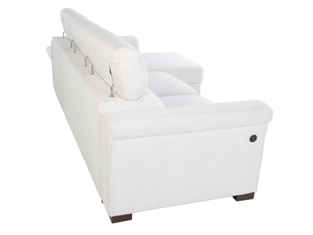 White Power Sleeper Sectional with Storage Chaise & USB Ports