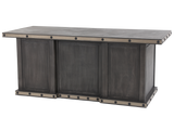 Industrial Gray Executive Desk with Metal Trim and Drawers