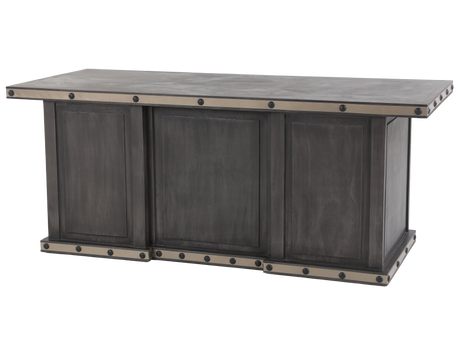 Industrial Gray Executive Desk with Metal Trim and Drawers - view 4