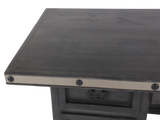 Industrial Gray Executive Desk with Metal Trim and Drawers