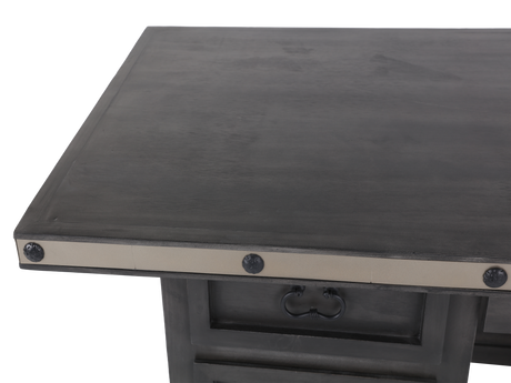 Industrial Gray Executive Desk with Metal Trim and Drawers - view 5