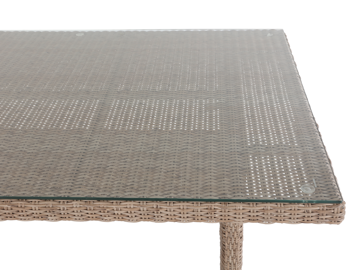 6 Piece Outdoor Sectional Dining Set with Wicker Sofa, Table & Cushioned Stools