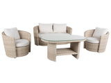 4-Piece Outdoor Wicker Conversation Set with Glass Coffee Table