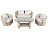 4-Piece Outdoor Wicker Conversation Set with Glass Coffee Table
