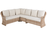 5-Piece Wicker Patio Sectional Sofa Set with Oval Dining Table and Cream Cushions