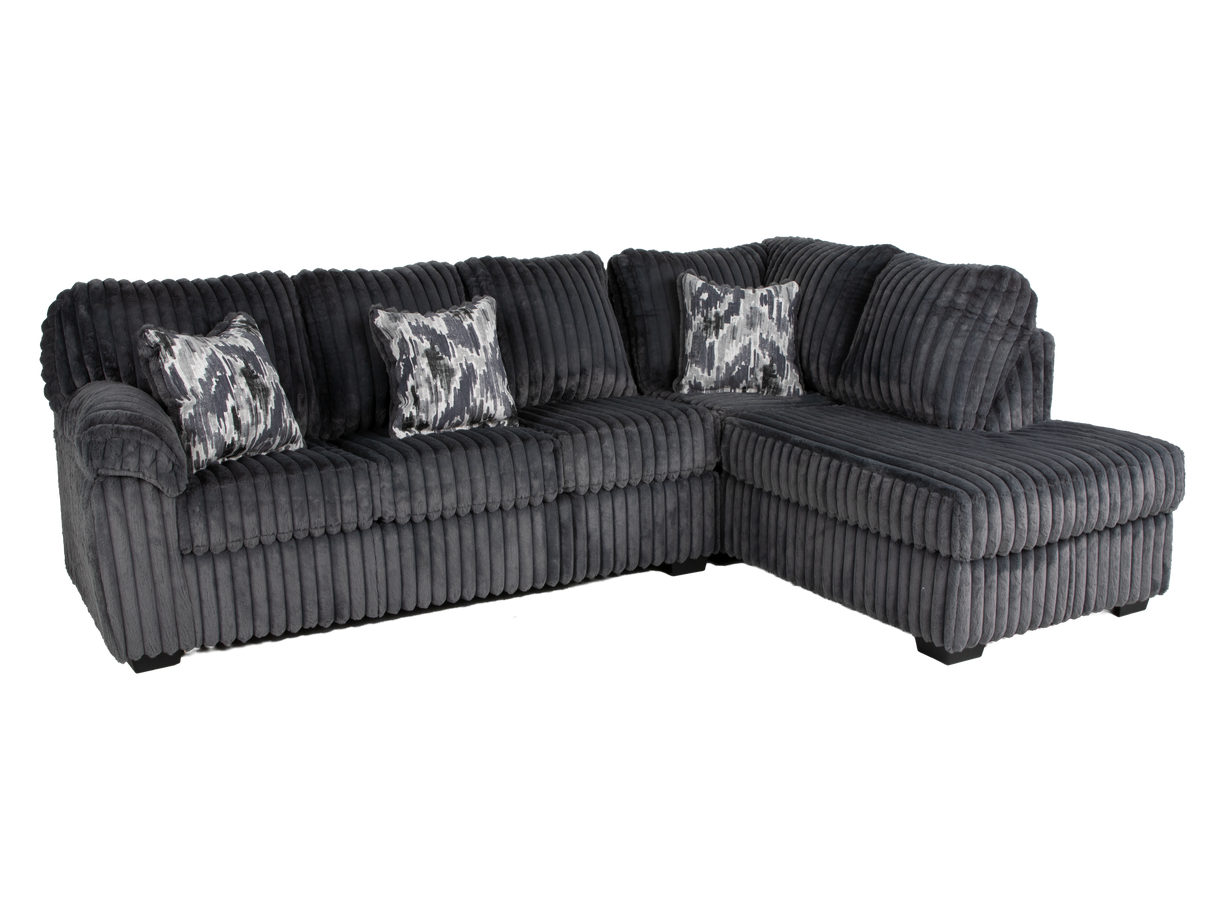 Modern Charcoal Corduroy 4-Piece Sectional with RAF Chaise