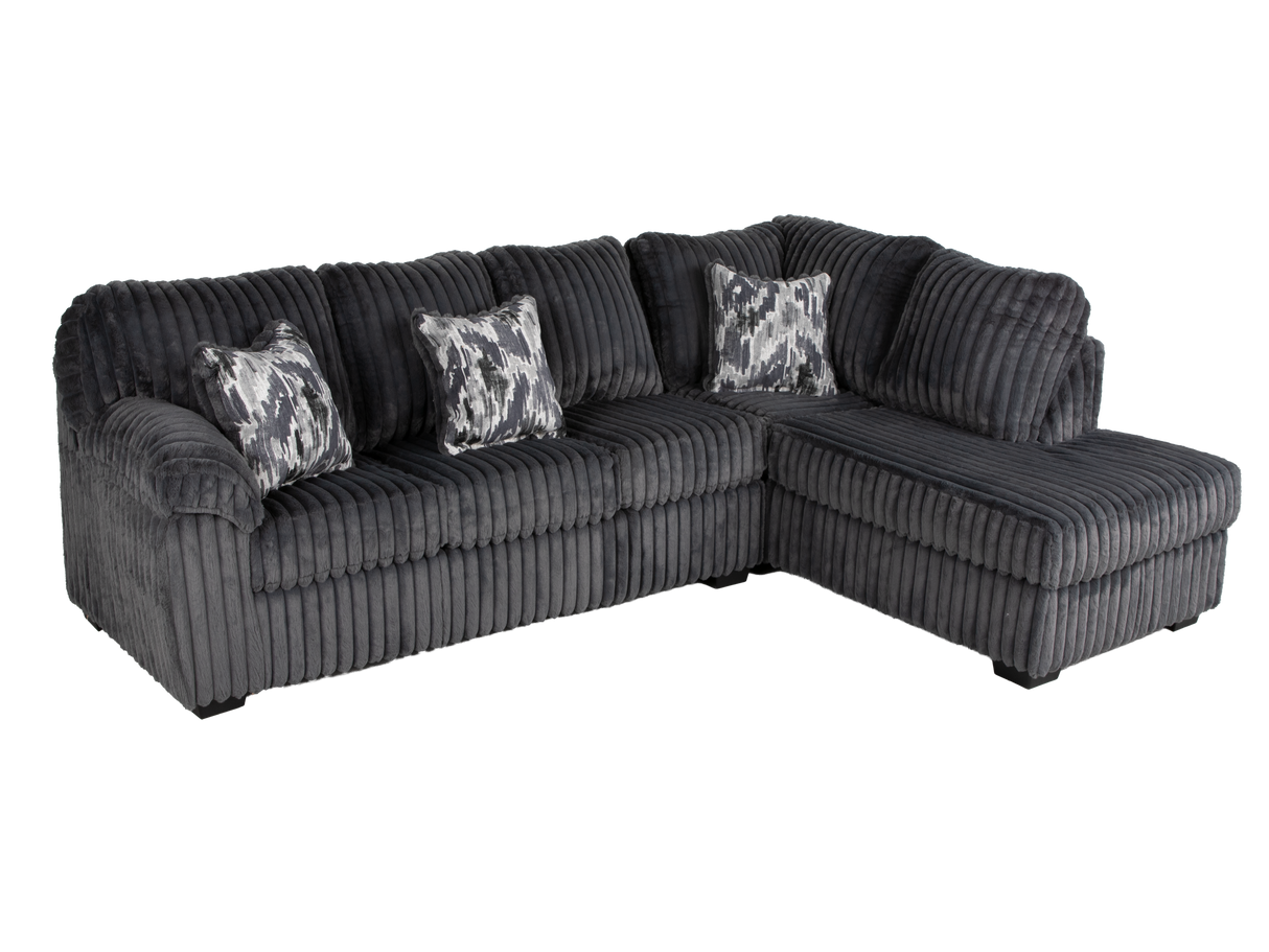 Modern Charcoal Corduroy 4-Piece Sectional with RAF Chaise