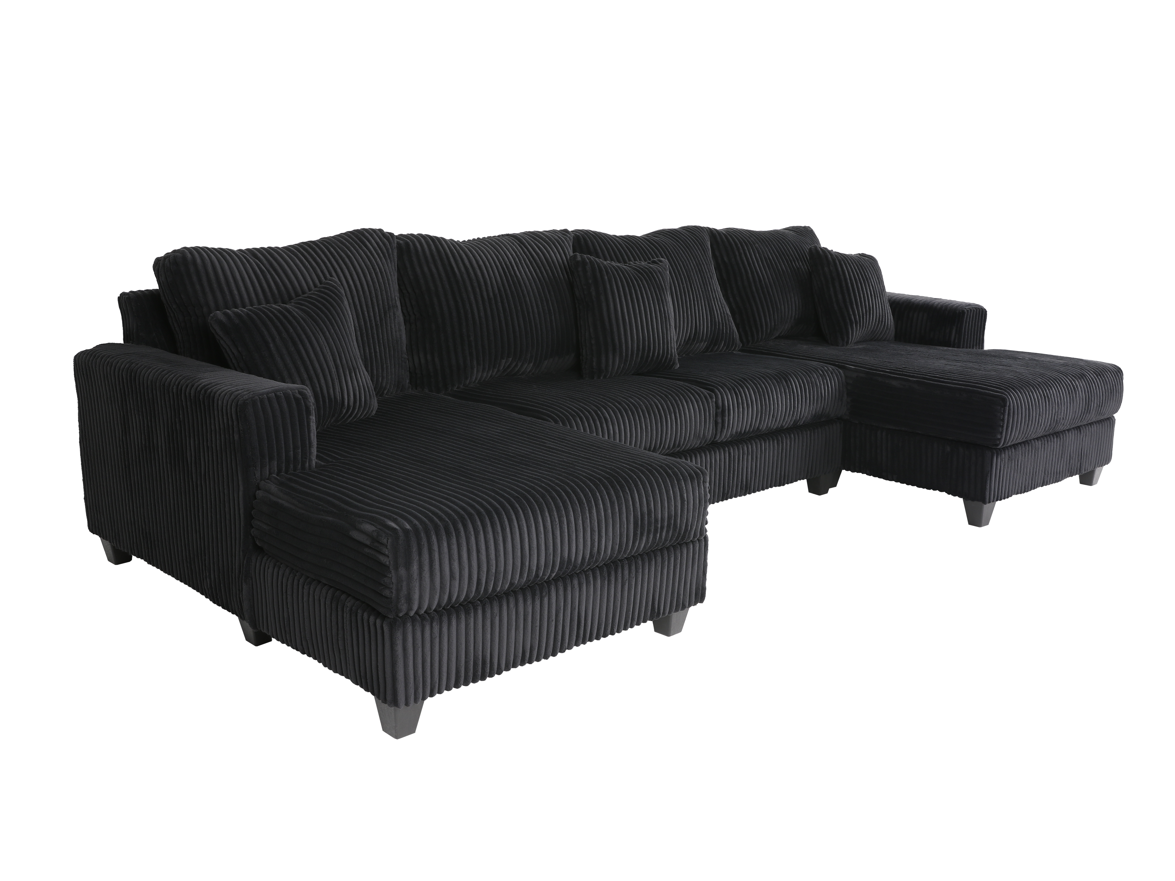 3 Piece Sectional - Black Velvet