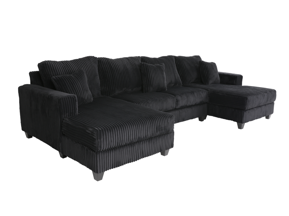 3 Piece Sectional - Black Velvet