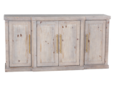 Janes Distressed Whitewashed Solid Wood Sideboard Buffet / TV Console