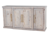Janes Distressed Whitewashed Solid Wood Sideboard Buffet / TV Console