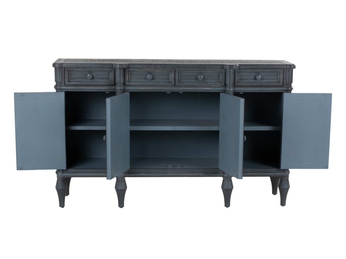Lilac Distressed Blue Solid Wood Sideboard Buffet / TV Console