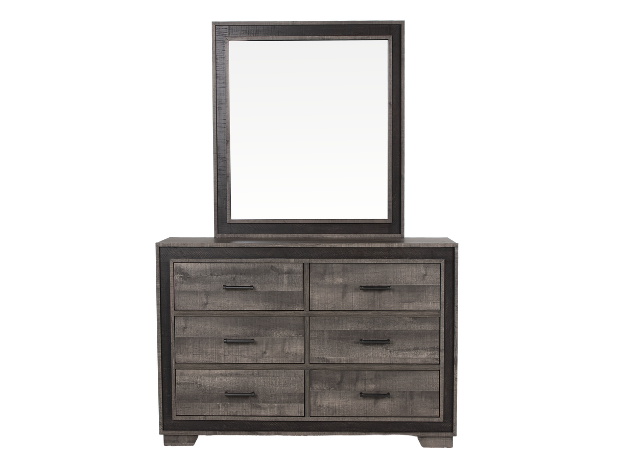 Gray Panel Bedroom Set with Dresser, Mirror & Nightstand