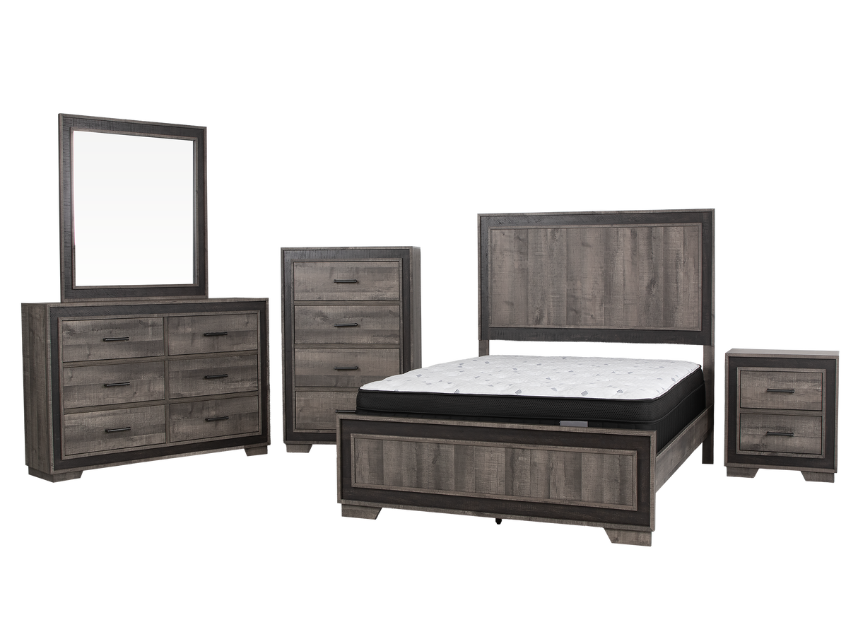 Gray Panel Bedroom Set with Dresser, Mirror & Nightstand