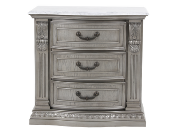 Platinum 3-Drawer Nightstand with Marble Top