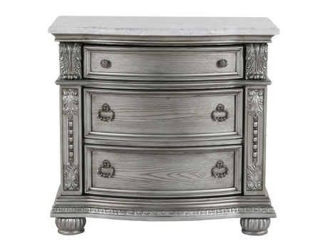 Cavalier Nightstand with Marble Top – Gray Finish