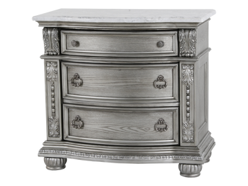 Cavalier Nightstand with Marble Top – Gray Finish