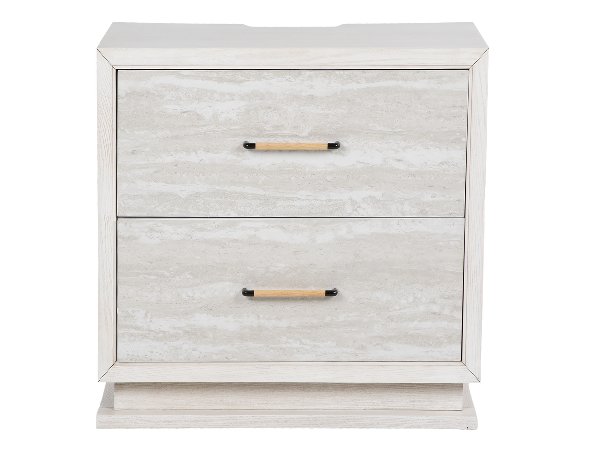 Modern White 6-Piece Storage Bedroom Set with Gray Upholstered Headboard & LED Lighting