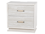 Modern White 6-Piece Storage Bedroom Set with Gray Upholstered Headboard & LED Lighting