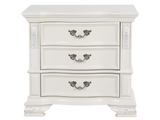 White Ornate Tufted Upholstered 6-Piece Bedroom Set with Dresser, Mirror & Nightstand
