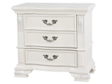 White Ornate Tufted Upholstered 6-Piece Bedroom Set with Dresser, Mirror & Nightstand