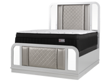 Silver LED Upholstered Panel 6-Piece Bedroom Set with Checkered Drawer Design