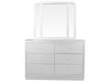 Silver LED Upholstered Panel 6-Piece Bedroom Set with Checkered Drawer Design