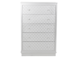 Silver LED Checkered 5-Drawer Bedroom Chest