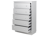 Silver LED Checkered 5-Drawer Bedroom Chest