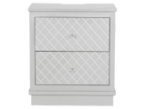 Silver LED Checkered Panel 2-Drawer Nightstand with USB Charging