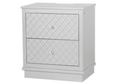 Silver LED Checkered Panel 2-Drawer Nightstand with USB Charging