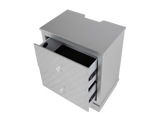 Silver LED Checkered Panel 2-Drawer Nightstand with USB Charging