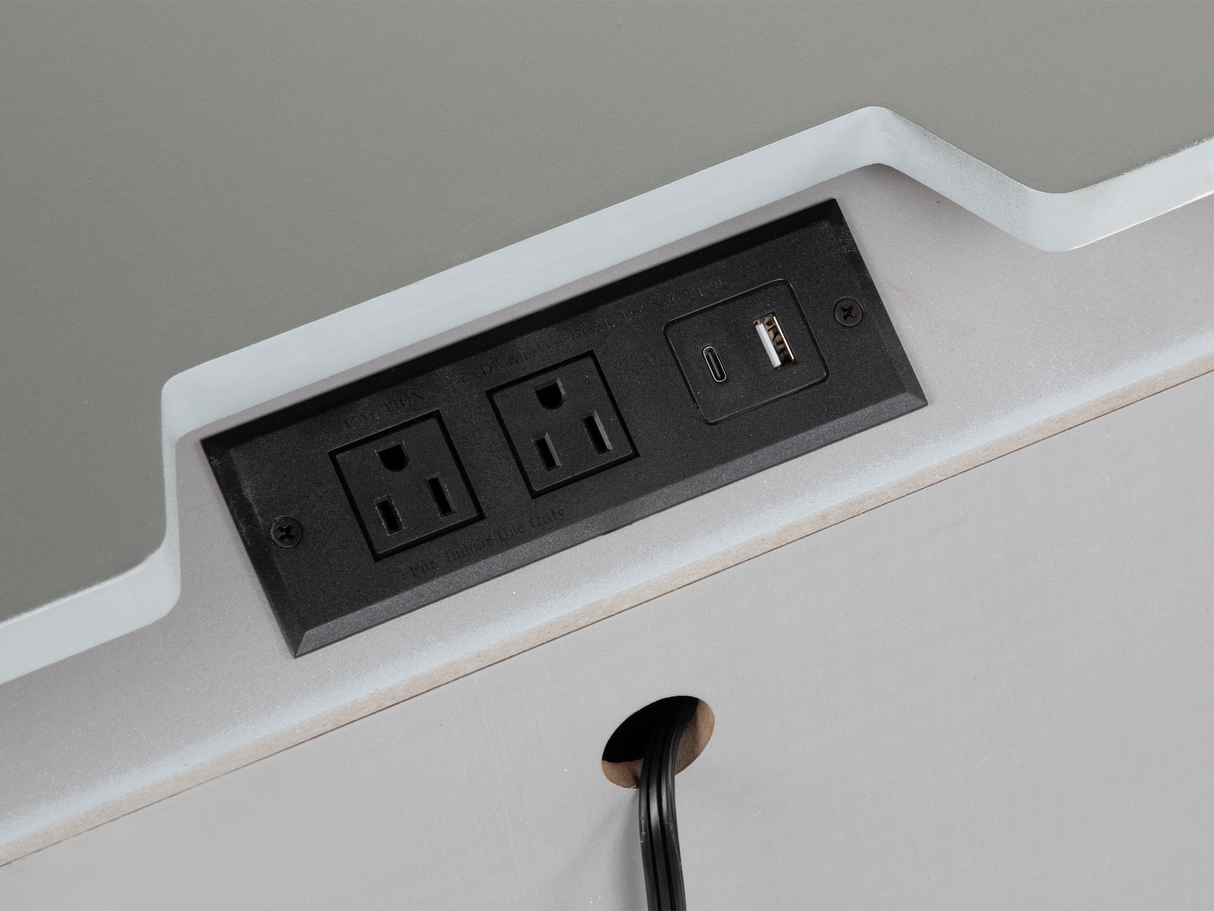 Silver LED Checkered Panel 2-Drawer Nightstand with USB Charging