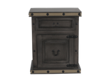 Charcoal Gray Rustic Industrial Nightstand with Drawer & Cabinet Storage