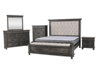 6-Piece Gray Upholstered Bedroom Set with Dresser, Mirror & Nightstand