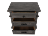Weathered Gray Farmhouse Nightstand with 3 Drawers & Turned Feet