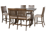 Contemporary Light Oak 6-Piece Counter Height Dining Set with Upholstered Chairs & Bench