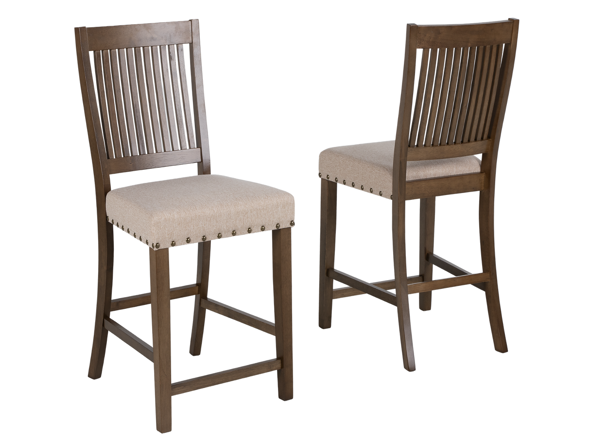 Contemporary Light Oak 6-Piece Counter Height Dining Set with Upholstered Chairs & Bench
