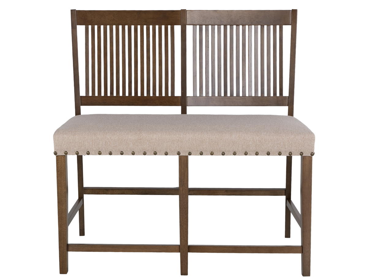 Contemporary Light Oak 6-Piece Counter Height Dining Set with Upholstered Chairs & Bench