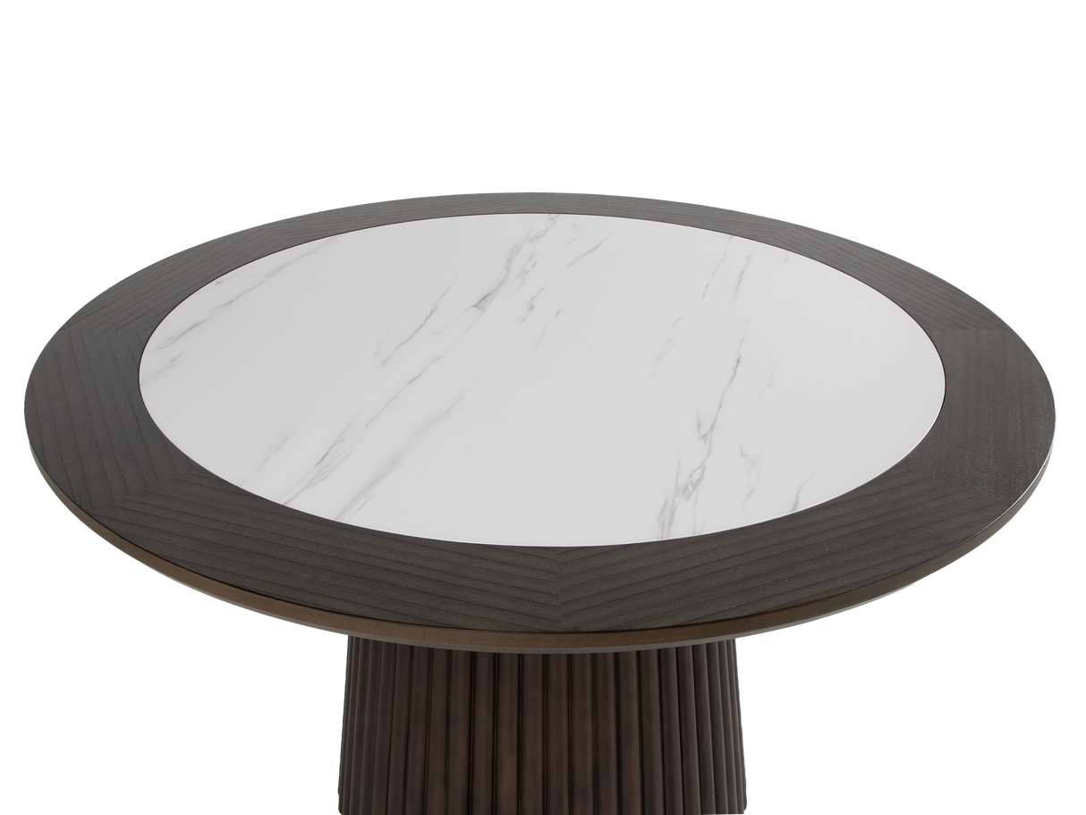 Dark Walnut Round Pedestal 7-Piece Dining Set