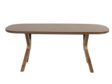 Oak Sculptural Trestle 7-Piece Dining Set with Latte Upholstered Chairs