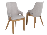 Oak Sculptural Trestle 7-Piece Dining Set with Latte Upholstered Chairs