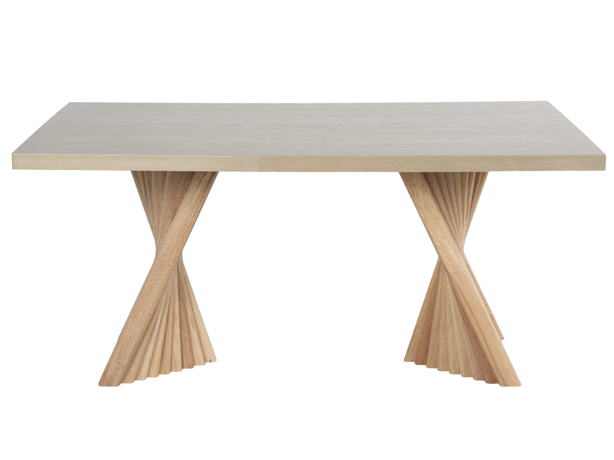 Gold & Natural Modern Sculptural Pedestal Dining Room Set with Upholstered Chairs