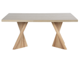 Gold & Natural Modern Sculptural Pedestal Dining Room Set with Upholstered Chairs