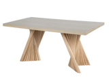 Gold & Natural Modern Sculptural Pedestal Dining Room Set with Upholstered Chairs