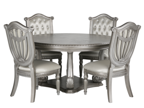 Grand-Platinum 5 Piece Round Dining Room Set by Mollai Collections | Bel Furniture